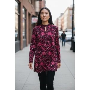 ✨Chaus Floral Paisley Tunic Long Sleeve Keyhole Neckline Blouse Bohemian Sz XL #